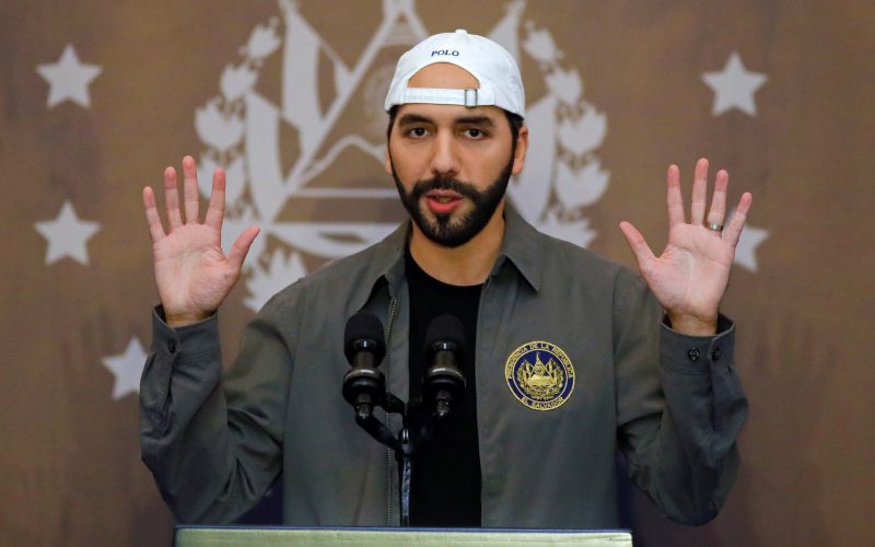 El Salvador's President Nayib Bukele speaks at a news conference before casting his vote during the municipal and parliamentary elections in San Salvador, El Salvador, February 28, 2021. REUTERS/Jose Cabezas