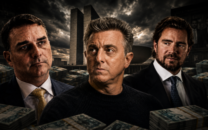Flávio Bolsonaro rebate Globo e cita Luciano Huck e a emissora que receberam recursos de Vorcaro.